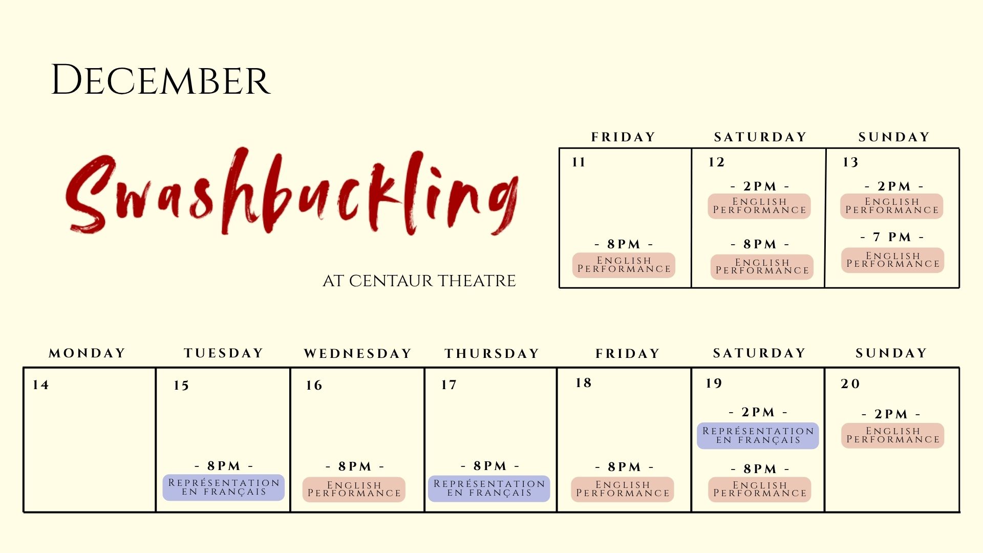 Swashbuckling calendar